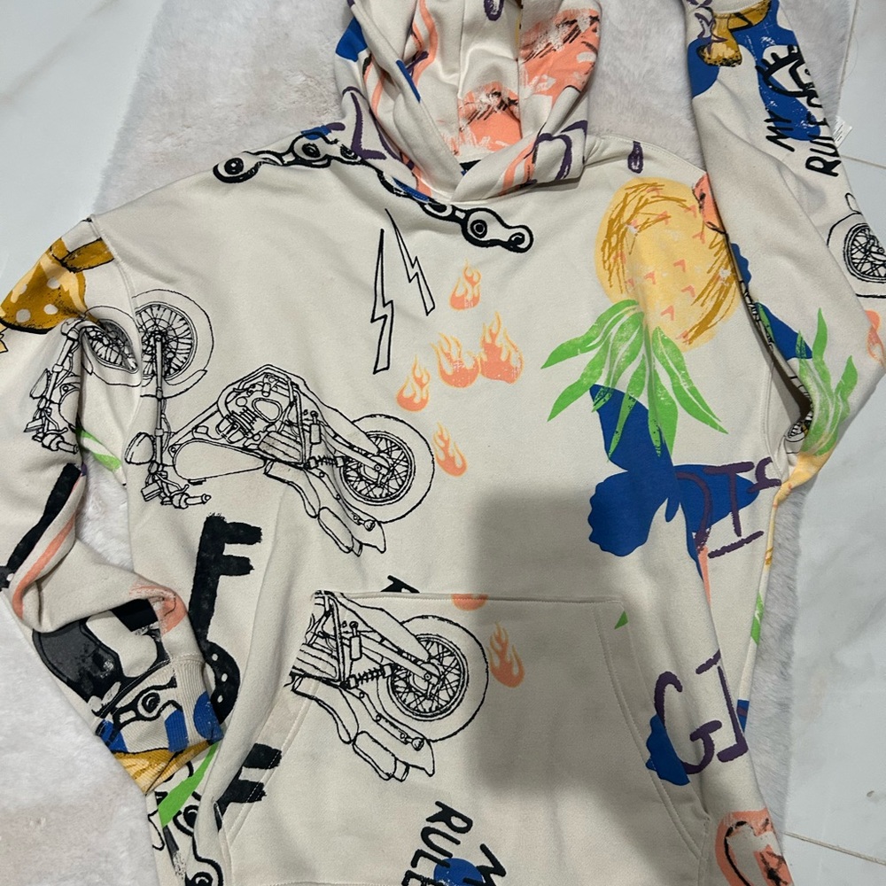 Graphic Hoodie with Motorcycle Print